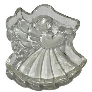 Mikasa "Heavenly Song" Angel Clear Frosted Glass Crystal Holiday Candy Dish EUC